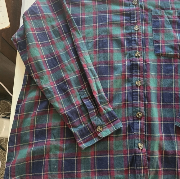 H&M Shirt Women Sz 10 Plaid Mixed Print Purple Red Button Up Long Sleeve - Picture 5 of 10